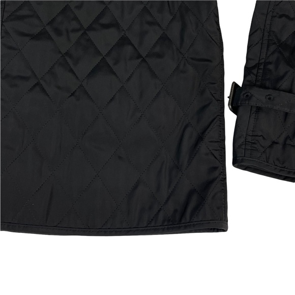 TALBOTS LIGHTWEIGHT BLACK QUILTED FUNNEL NECK STORM FLAP BUTTON DOWN JACKET - Picture 10 of 13